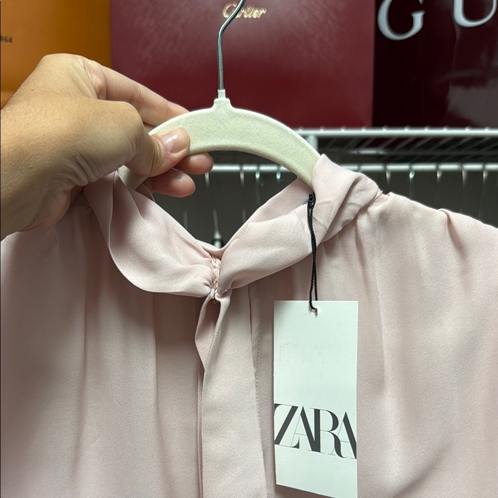 Zara Pink Ruched Blouse - Picture 3 of 6